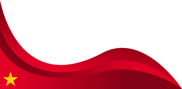 Patriotic national abstract red vietnamese flag wave banner border corner frame yellow star isolated