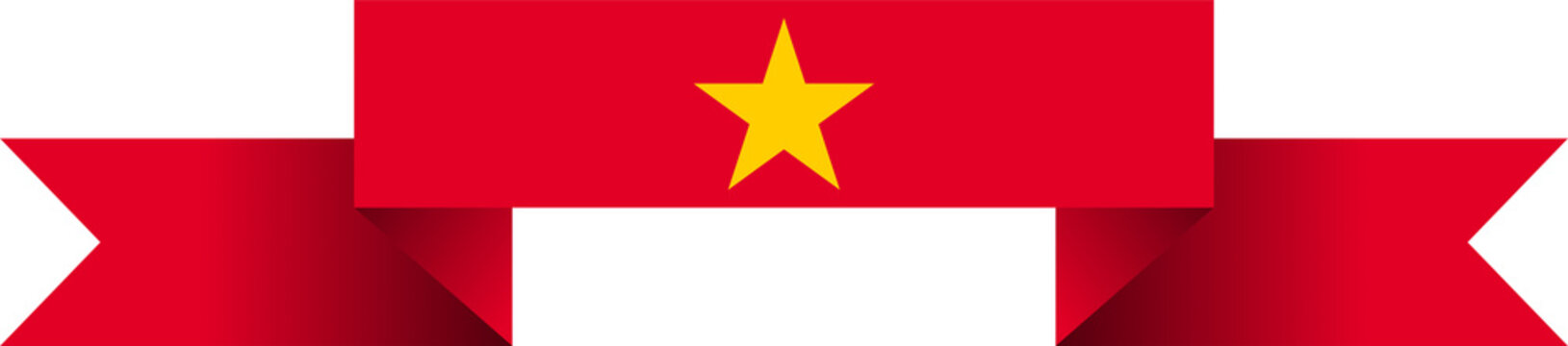 Vietnam flag red ribbon banner illustration with yellow star national patriotic symbol isolated