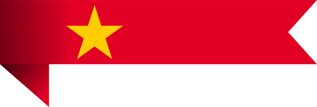 Vietnam flag red ribbon bookmark banner yellow star national symbol isolated illustration