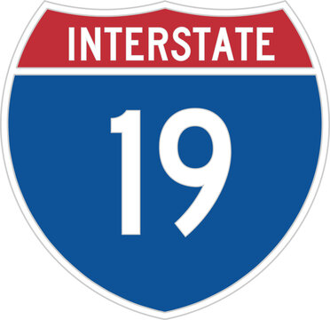 Interstate 19 Sign Badge Icon I-19 US Highway Vector Symbol
