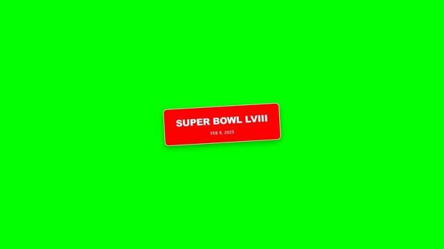 Red Sport Championship Announcement Sticker Tag with Date on Chroma Key Green Screen Background