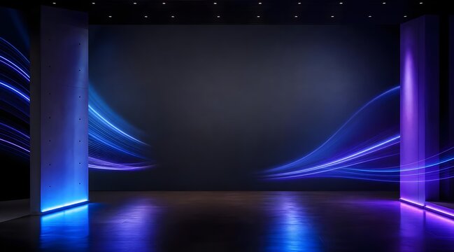 Christian worship background with blue glowing stage lights