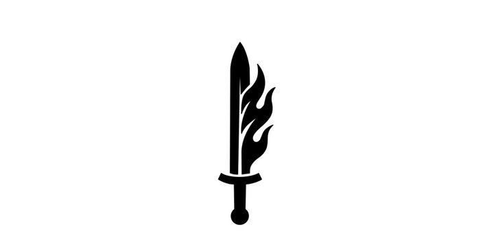 Fiery sword icon representing flaming blade weapon in gaming and fantasy lore.