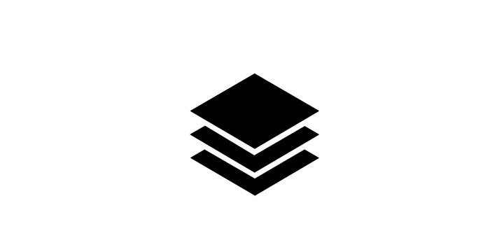 Stacked flat paper sheets black icon representing digital layers for ui design work.