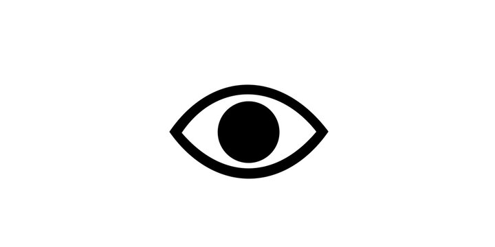 Stylized black human eye icon on transparent background for vision representation.