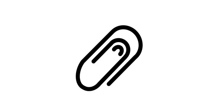 Minimalist paper clip icon in black outline for school and office document use.