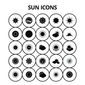 Sun Icons Vector Set Weather Collection
