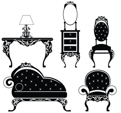 Vintage Furniture Illustration Vector Set
