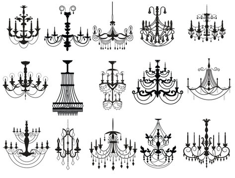 Chandelier Icon Vector Set Gray Design Collection