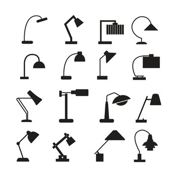 Table Lamp Icons Vector Set Line Art Collection