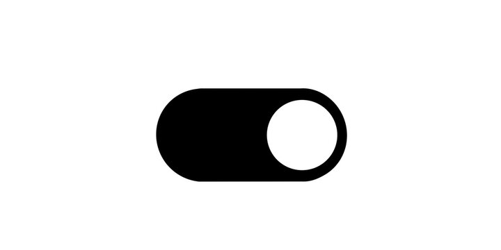 Black toggle switch icon representing on off function and user interface controls.