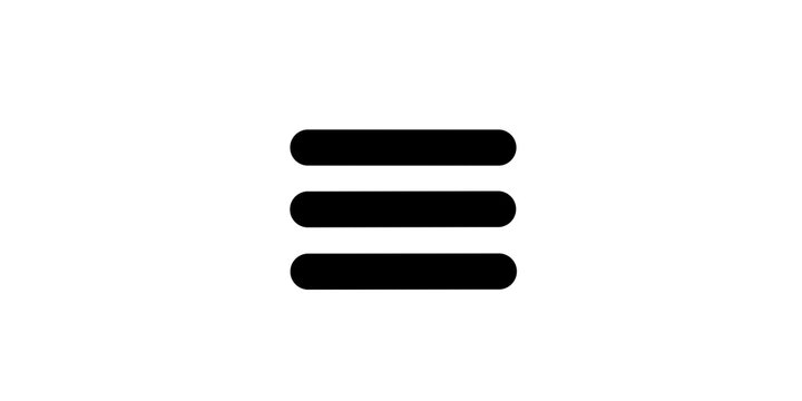Black hamburger menu icon on transparent background for mobile app navigation bar.