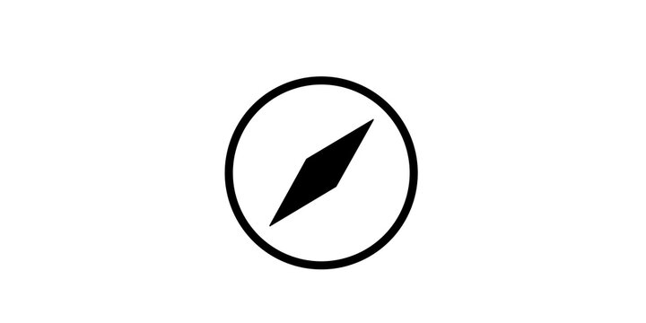 Minimalist compass pointer icon inside a circle for orientation search graphic.
