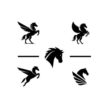 Pegasus Horse Silhouette Collection with Winged Horse Designs