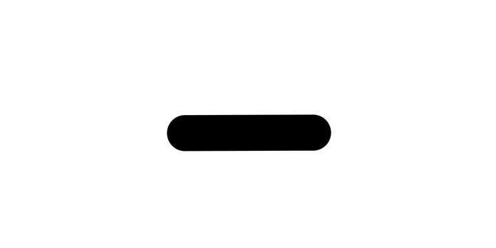 Simple black minus button icon ideal for remove actions and volume reduction.