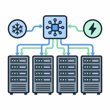 Central control node balancing cooling and power across multiple server racks