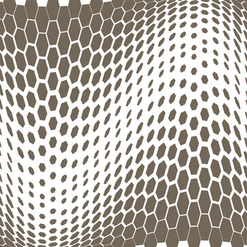 Abstract Seamless brown colour geometric poligon honeycomb halftone thik to thin geometry arc wave pattern design ,vector background..