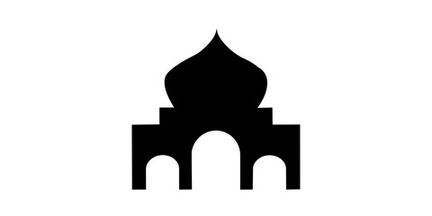 Black mosque building silhouette icon design for cultural and religious web themes. © Naqeeb