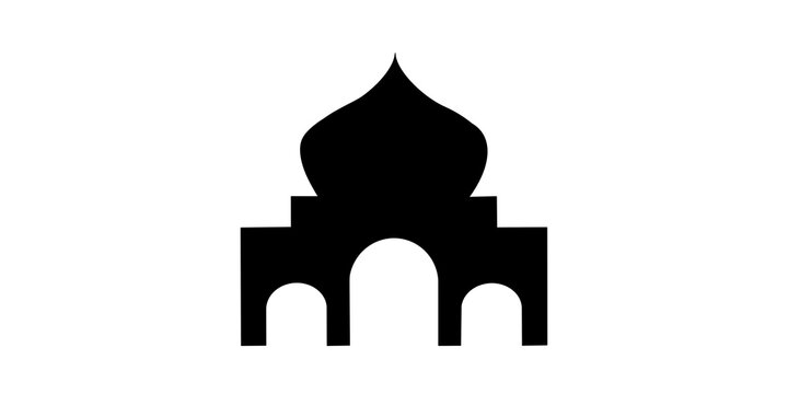 Black mosque building silhouette icon design for cultural and religious web themes.