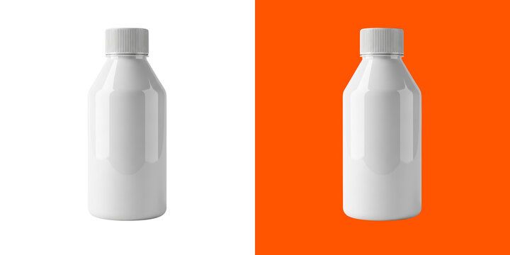 Blank white plastic bottle container for medicine or liquid mock up template transparent png