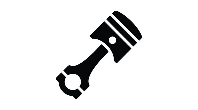Simple engine piston icon vector graphic illustration silhouette symbol in stark black and white style