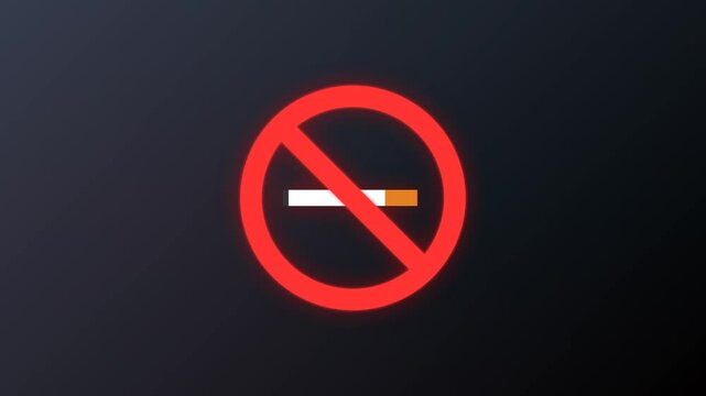 No smoking symbol glowing in darkness