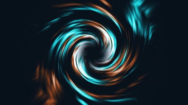 Abstract swirling vortex of glowing blue and orange light