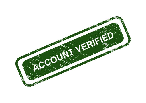 Green account verified badge with stamp style isolated on transparent background