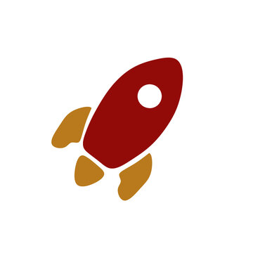 Space rocket launch vector illustration flat icon isolated on white background for startup business launch logo or astronomy app interface design