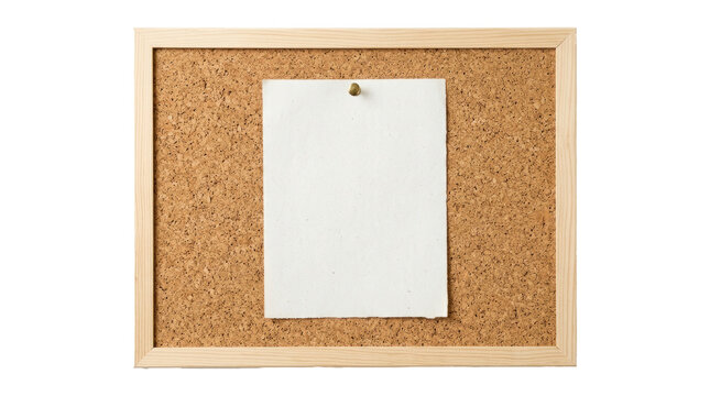 Cork Bulletin Board With Pinned Blank Paper Note.