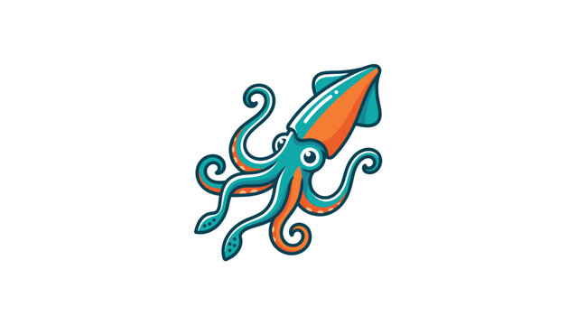 Colorful squid vector illustration sticker design