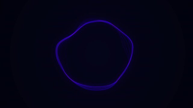 Deep violet lines form an irregular circular frame on black. A minimal abstract loop with central copy space for logos, titles and digital graphics.