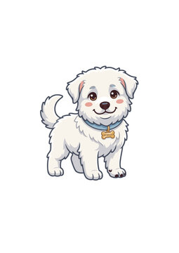 Baby Akbash cute cartoon vector illustration white background