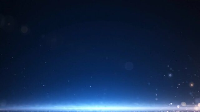 Abstract blue background, with glowing particles, and light flare, motion effect