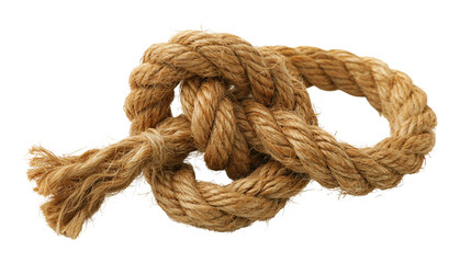 Thick brown jute rope tied in a complex decorative knot © Clementine
