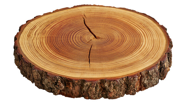 Natural round cedar wood log slice with bark and visible growth rings