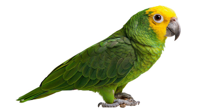 Yellow-headed Amazon parrot with vibrant green feathers and grey beak