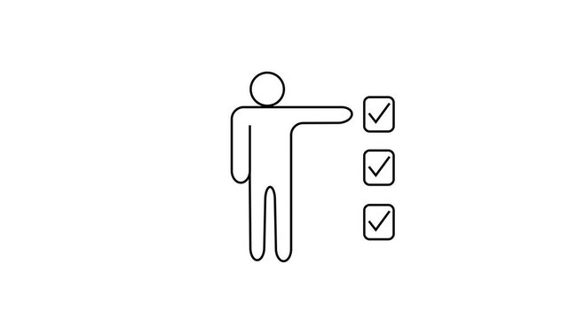 Person Selecting Checklist Icon. human figure choosing check boxes.