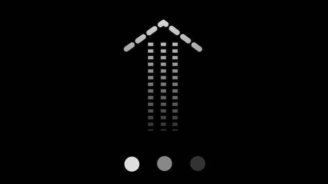 Dotted Upload Icon Animation on Black Background. Upload Progress, Preloader Animation Web Design Template. Seamless Loop Animation in 4K
