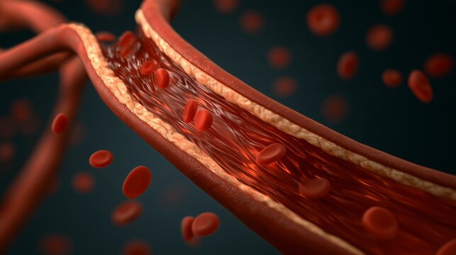 Narrowing of the arteries due to atherosclerosis and its impact on blood flow in the human body