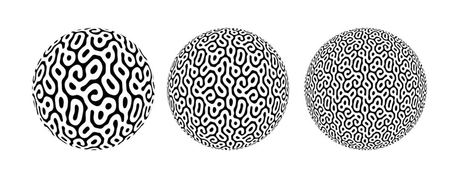 Ball Sphere With Abstract Organic Coral Turing Pattern Style Vector Graphic Illustration
