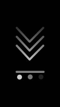 Line Download Icon Animation on Black Background. Download Progress, Preloader Animation Web Design Template. Seamless Loop Animation in 4K Vertical