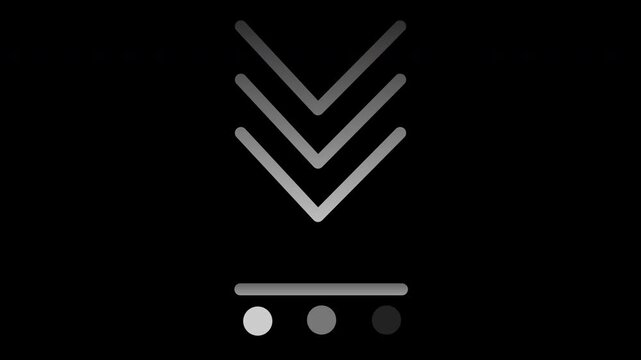 Line Download Icon Animation on Black Background. Download Progress, Preloader Animation Web Design Template. Seamless Loop Animation in 4K