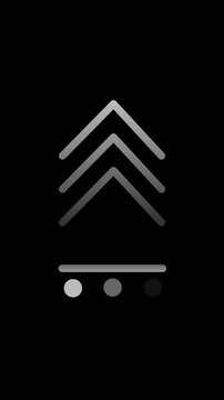 Line Upload Icon Animation on Black Background. Upload Progress, Preloader Animation Web Design Template. Seamless Loop Animation in 4K Vertical