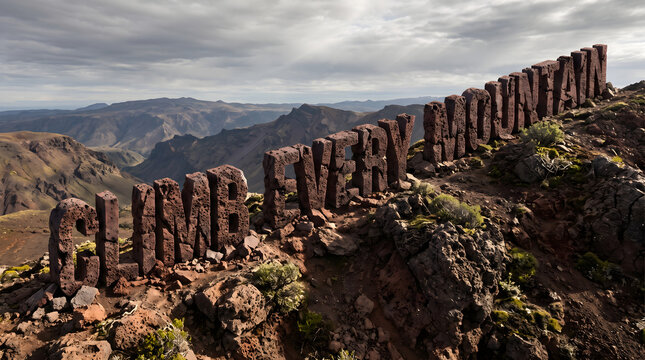 Climb Every Mountain Scoria Block Text