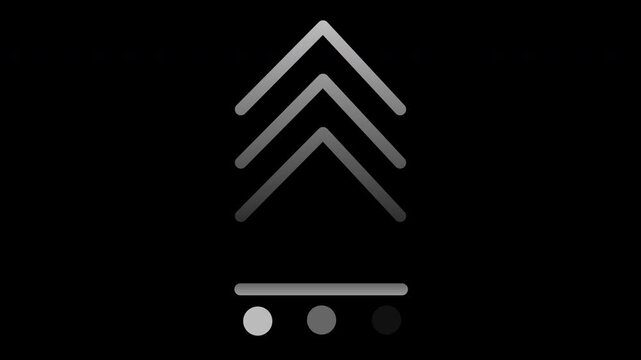 Line Upload Icon Animation on Black Background. Upload Progress, Preloader Animation Web Design Template. Seamless Loop Animation in 4K