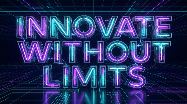 Innovate Without Limits Neon Grid Tubes Text