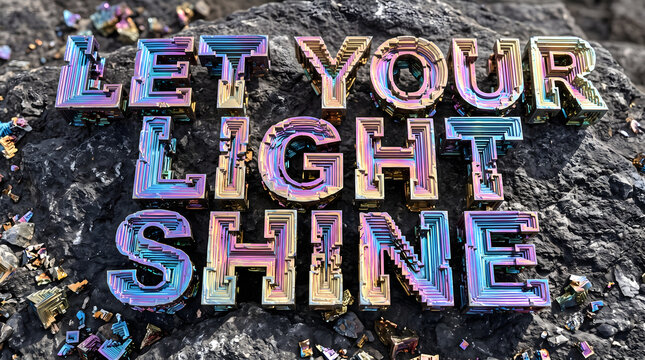 Let Your Light Shine Bismuth Crystal Text
