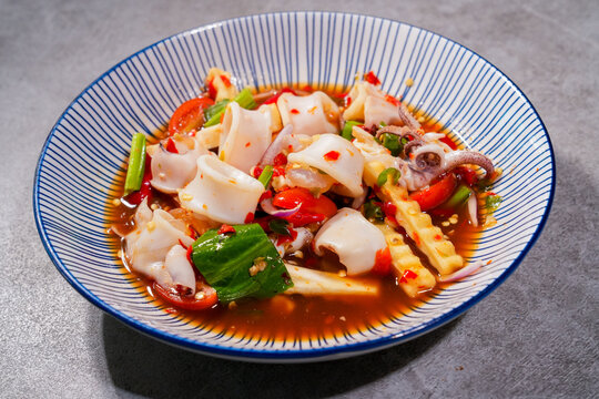 assorted thai food in flat lay composition
