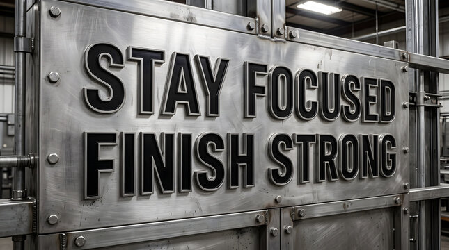 Stay Focused Finish Strong Etched Steel Text